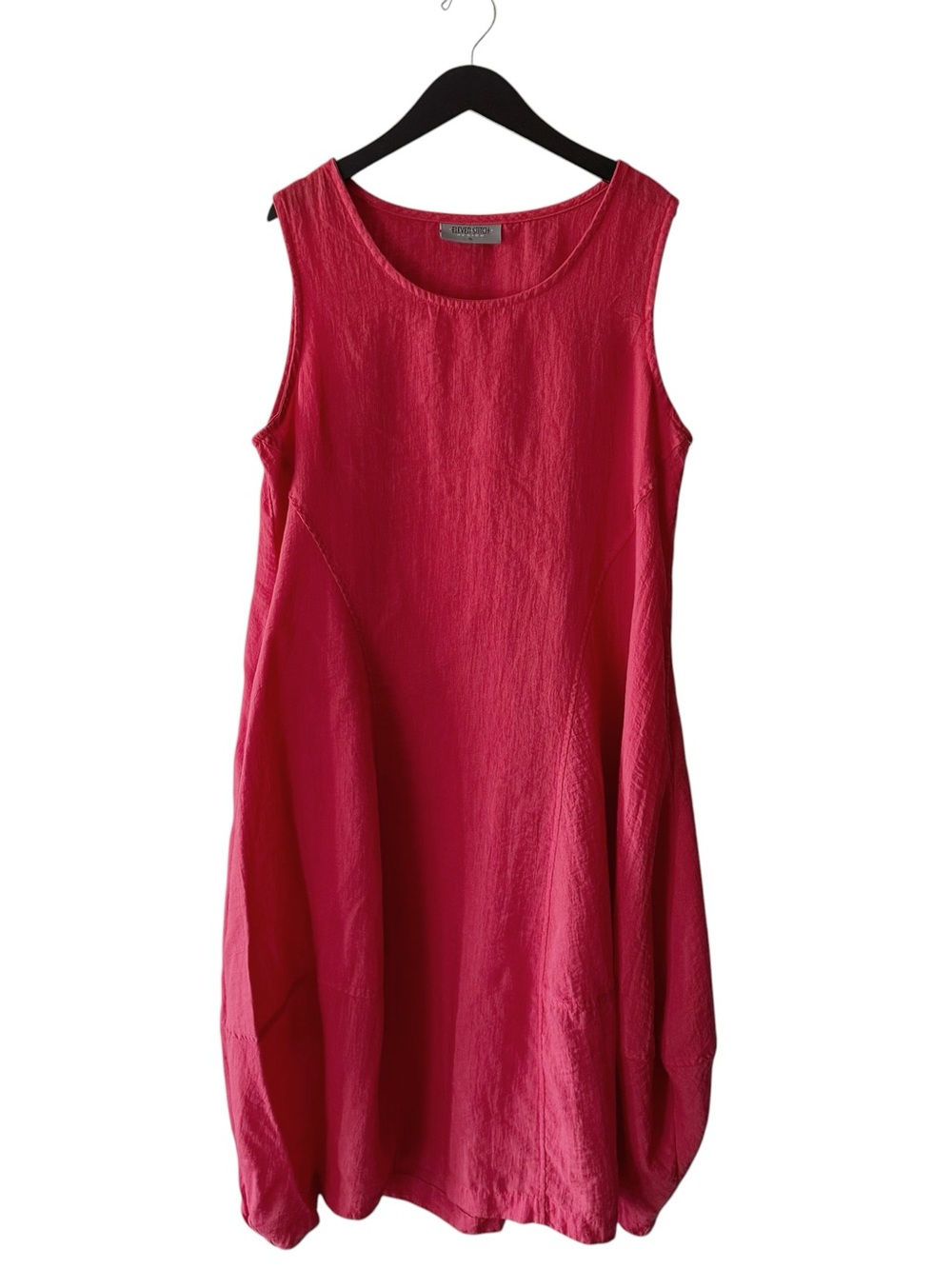 Eleven Stitch Design Lantern Maxi Dress Sz XL Travel Crinkle Red USA